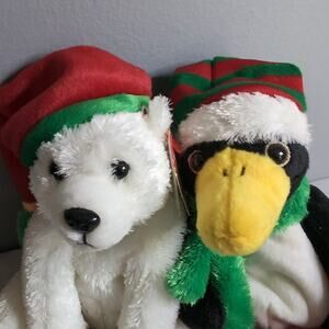 Ty Beanie Babies Snowdrift Bear Toboggan Penguin 2003 Christmas w/tags
